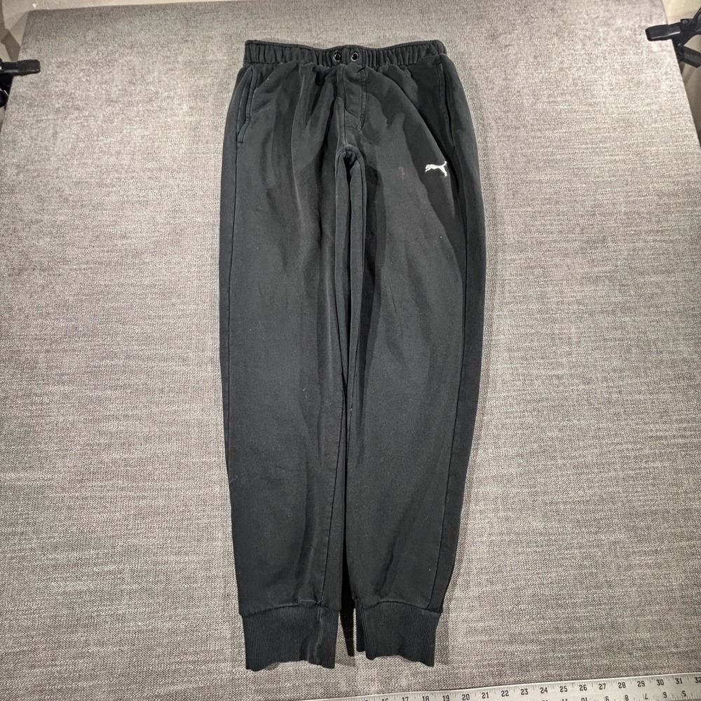 Puma Jogger Pants‎ Mens M Black Fair Stained Athletic Sweatpants Logo 1513